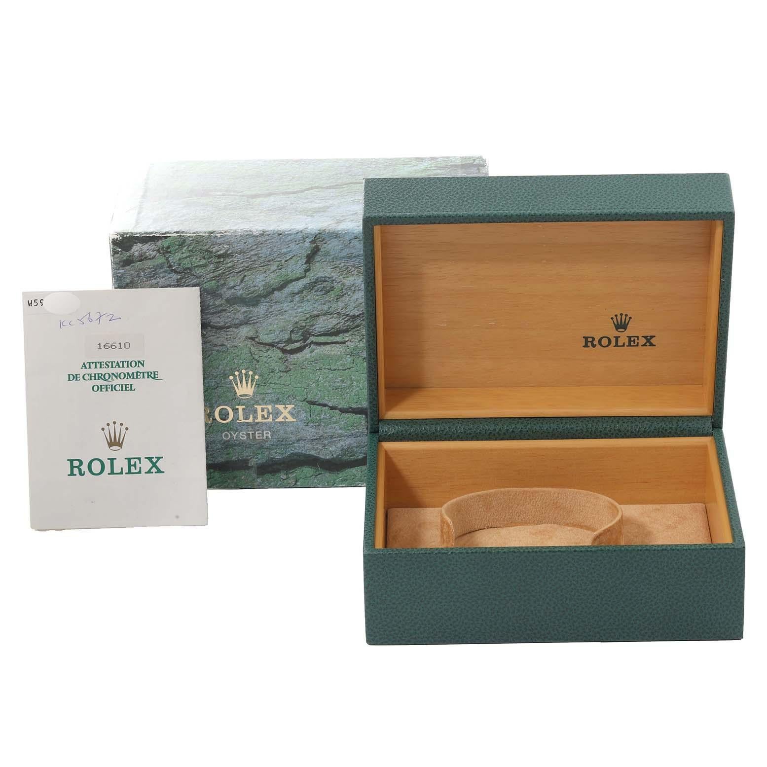Rolex Submariner Date Black Dial Steel Mens Watch 16610 Box Papers For Sale 7