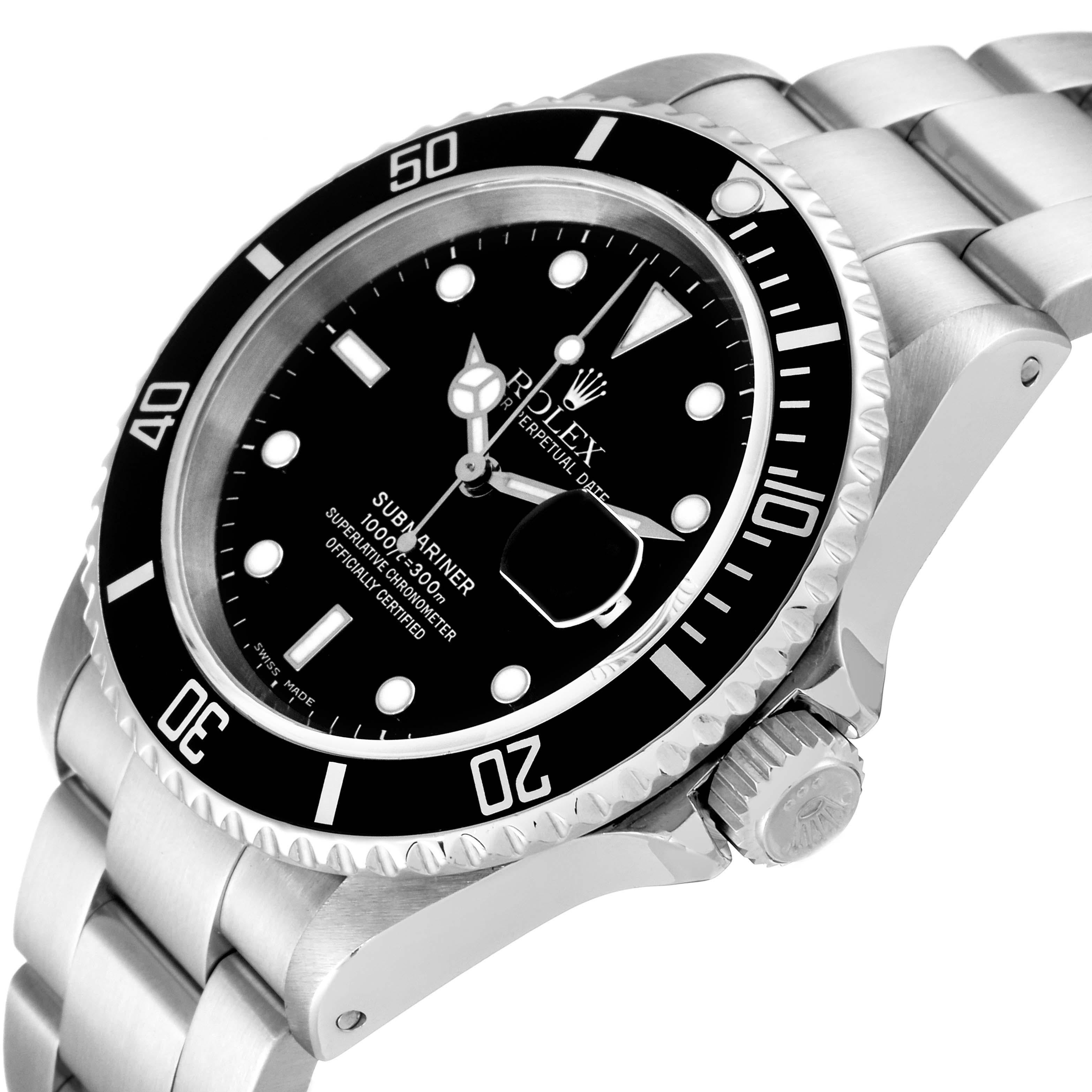 Rolex Submariner Date Black Dial Steel Mens Watch 16610 Box Papers 1