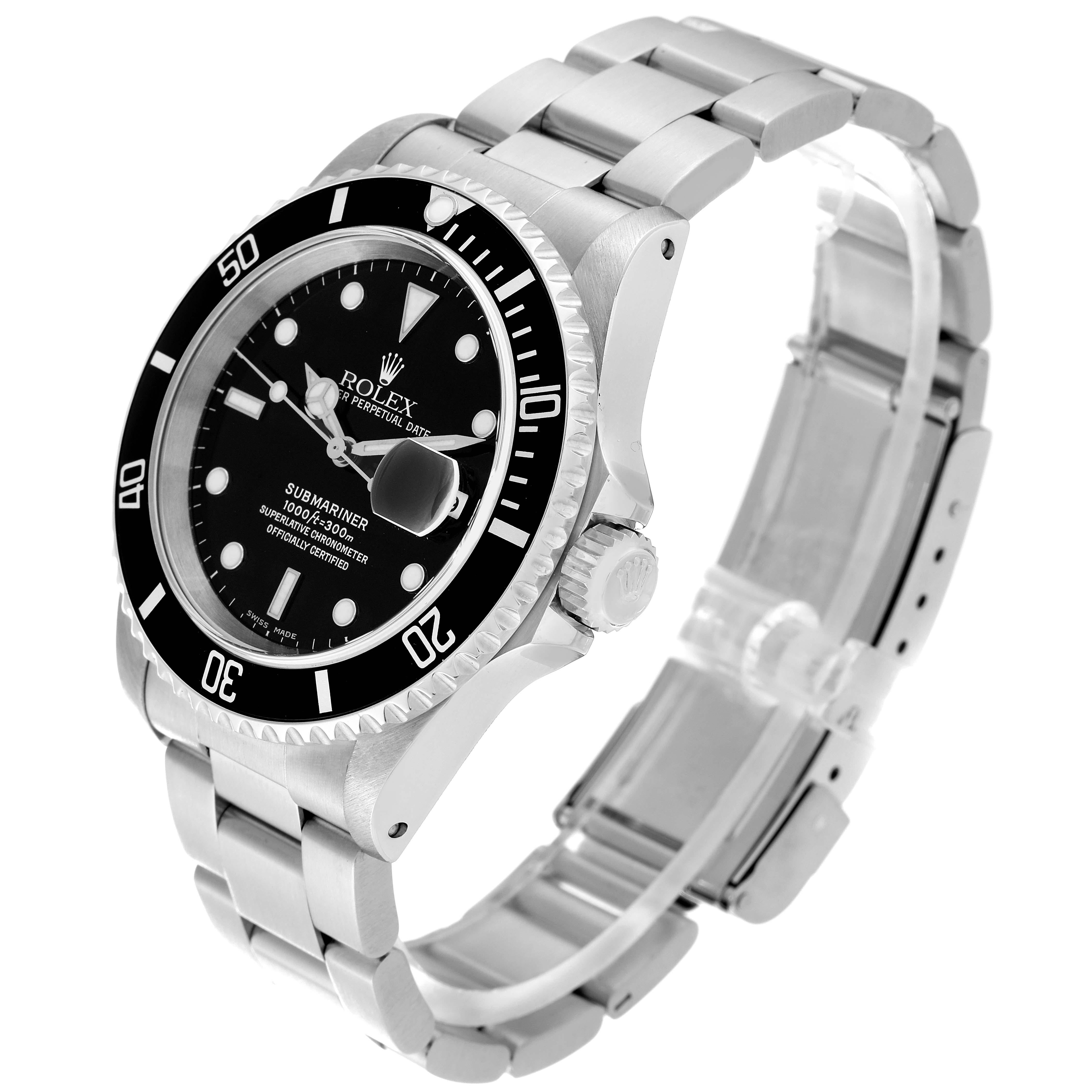 Rolex Submariner Date Black Dial Steel Mens Watch 16610 Box Papers 1
