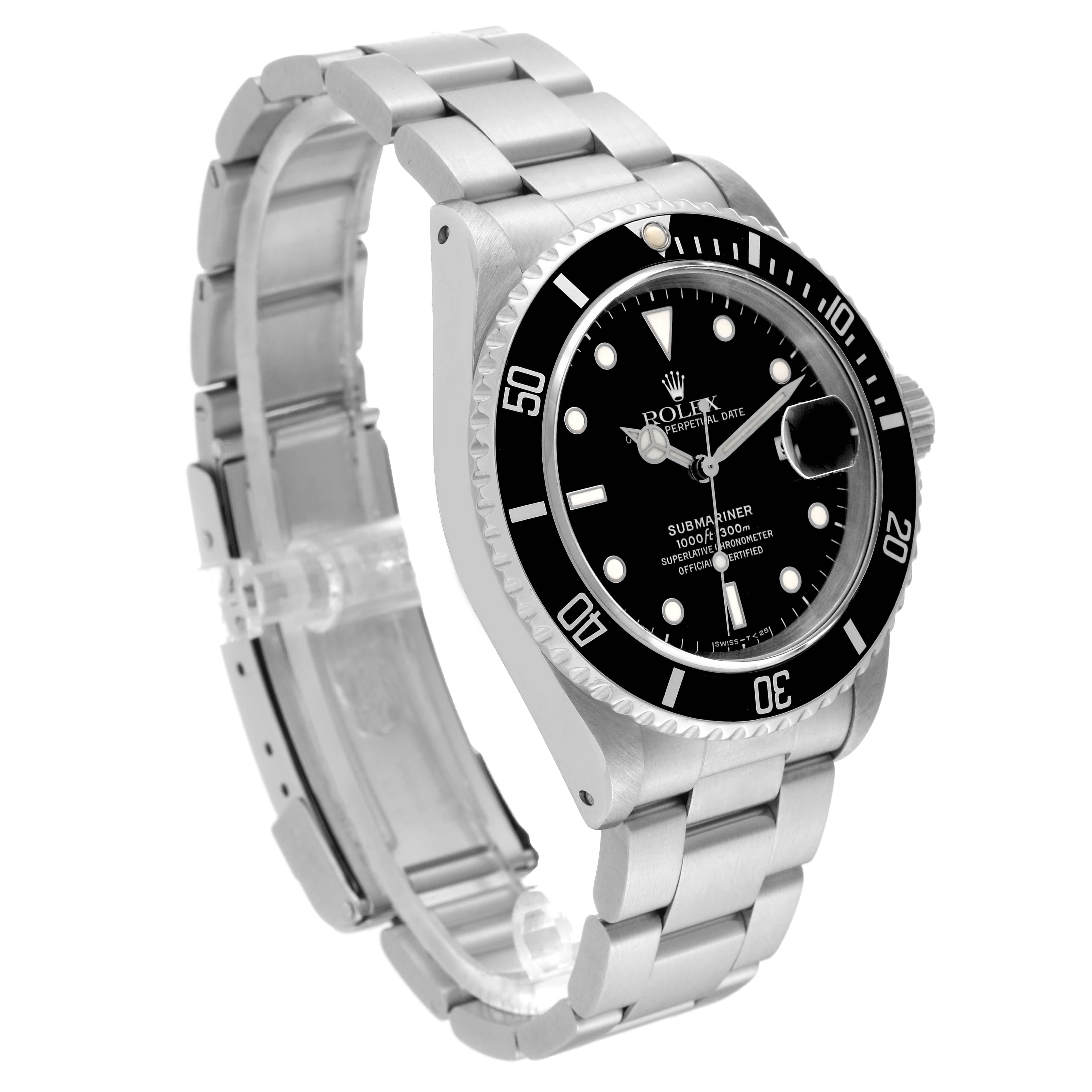 Rolex Submariner Date Black Dial Steel Mens Watch 16610 Box Papers For Sale 2