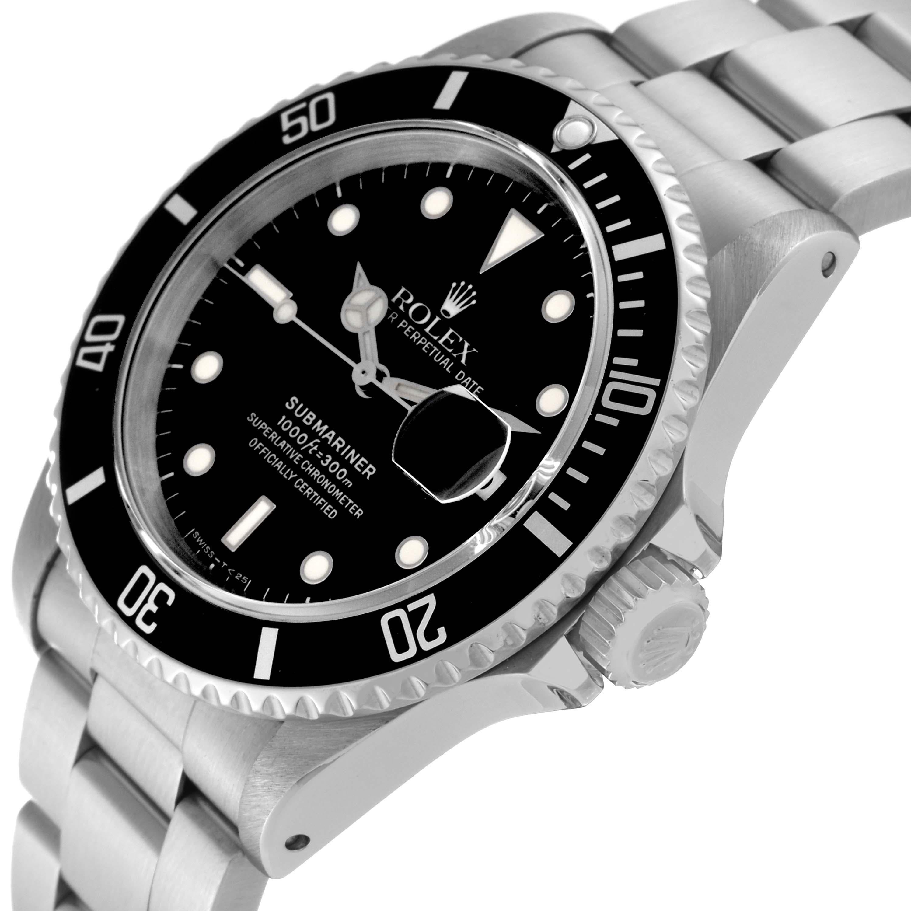 Rolex Submariner Date Black Dial Steel Mens Watch 16610 Box Papers 3
