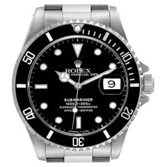 Rolex Submariner Date Black Dial Steel Mens Watch 16610 Box Papers