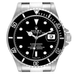 Montre Rolex Submariner Date en acier à cadran noir pour hommes 16610 Boîte à documents