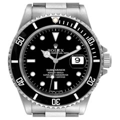 Rolex Submariner Date Black Dial Steel Mens Watch 16610 Box Papers