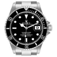 Rolex Submariner Date Black Dial Steel Mens Watch 16610 Box Papers