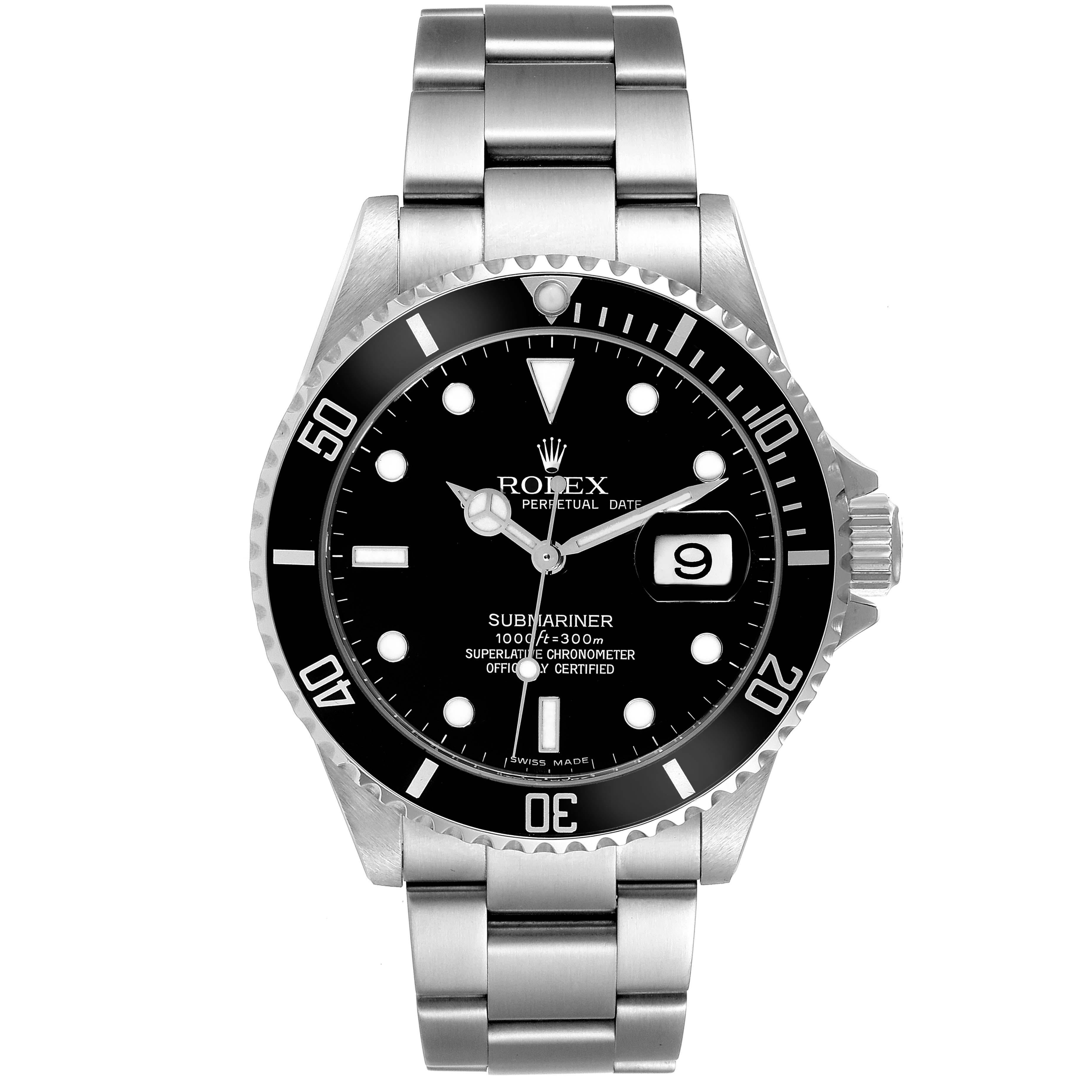 Rolex Submariner Date Black Dial Steel Mens Watch 16610 6