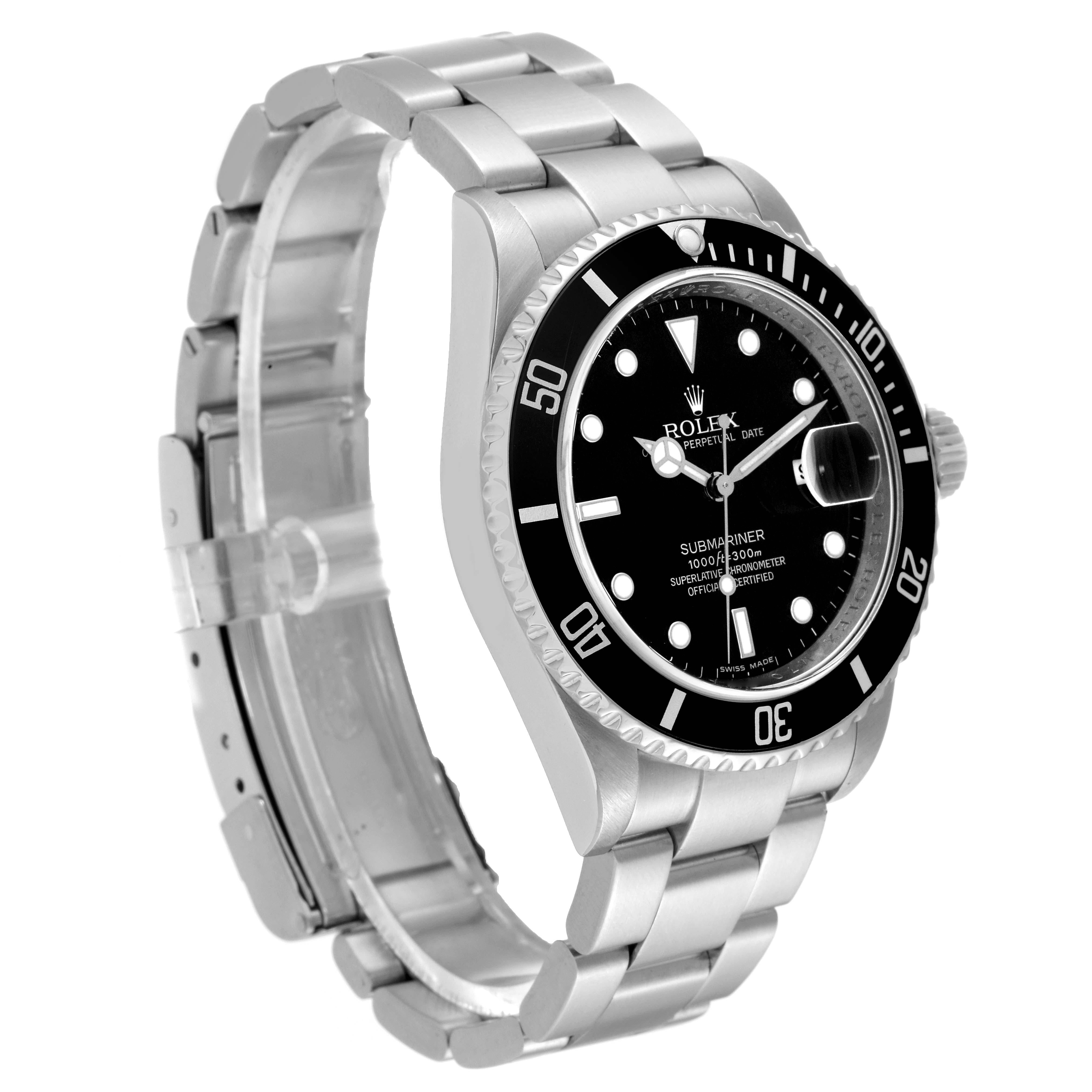 Rolex Submariner Date Black Dial Steel Mens Watch 16610 In Excellent Condition In Atlanta, GA