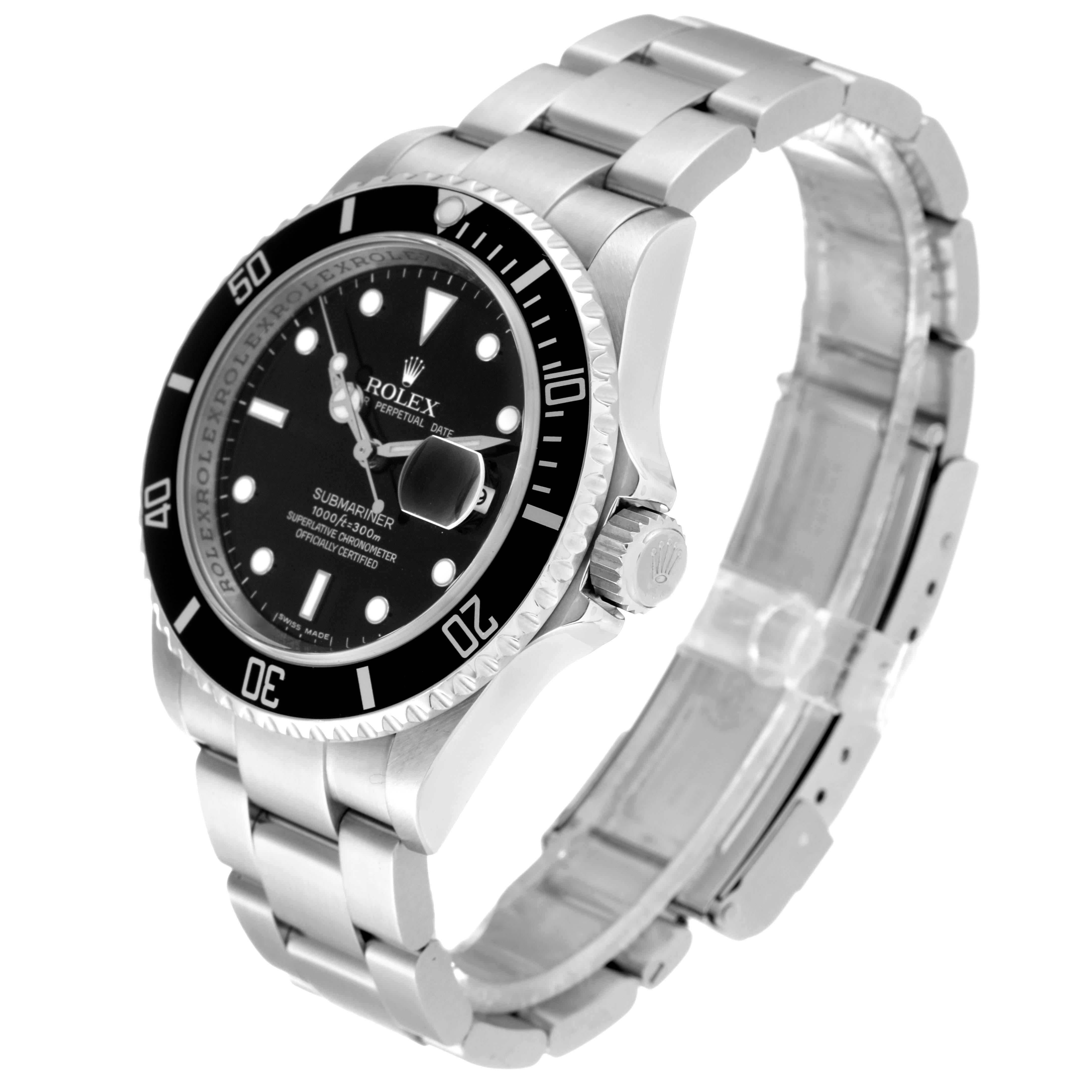 Rolex Submariner Date Black Dial Steel Mens Watch 16610 In Excellent Condition In Atlanta, GA