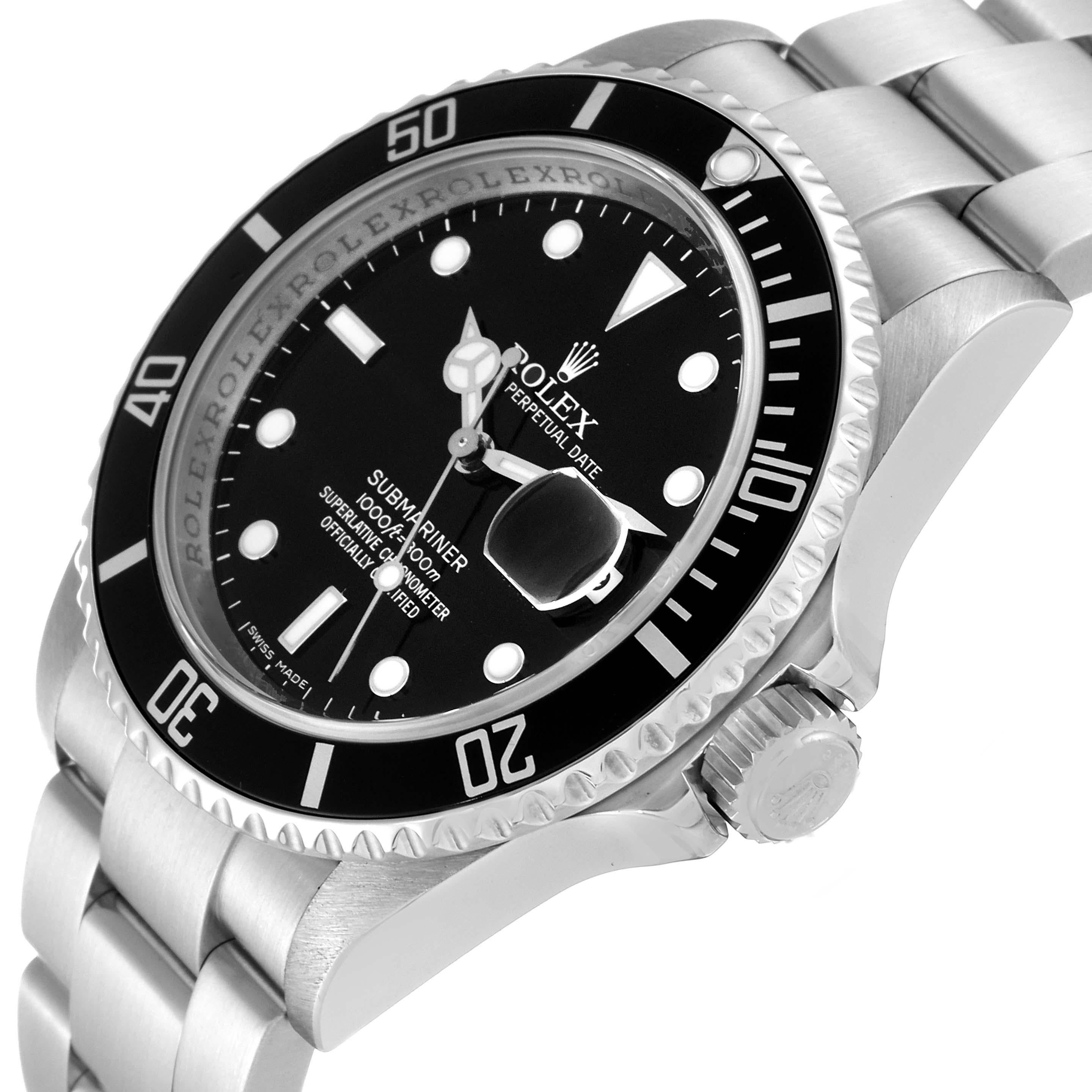 Rolex Submariner Date Black Dial Steel Mens Watch 16610 In Excellent Condition For Sale In Atlanta, GA