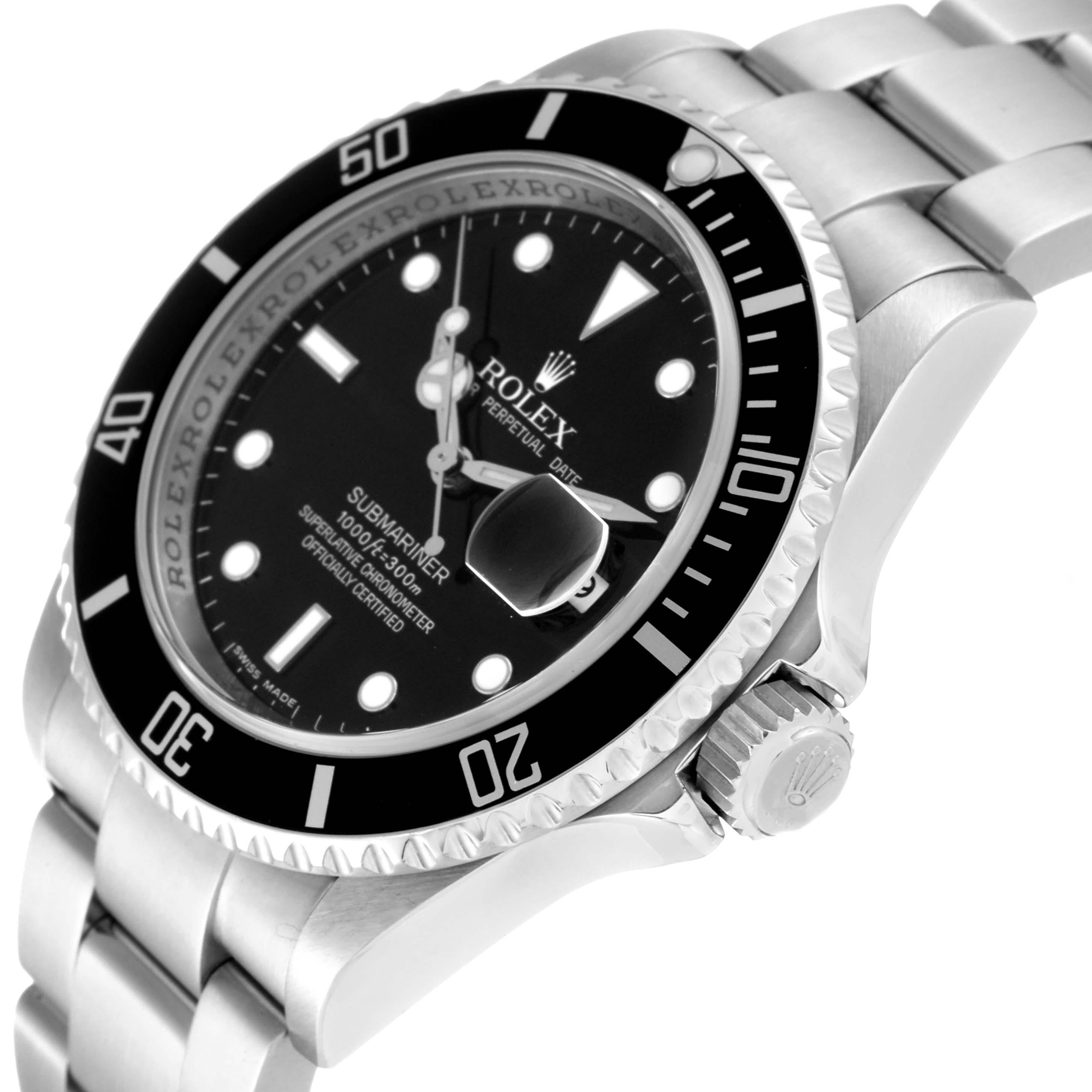 Men's Rolex Submariner Date Black Dial Steel Mens Watch 16610