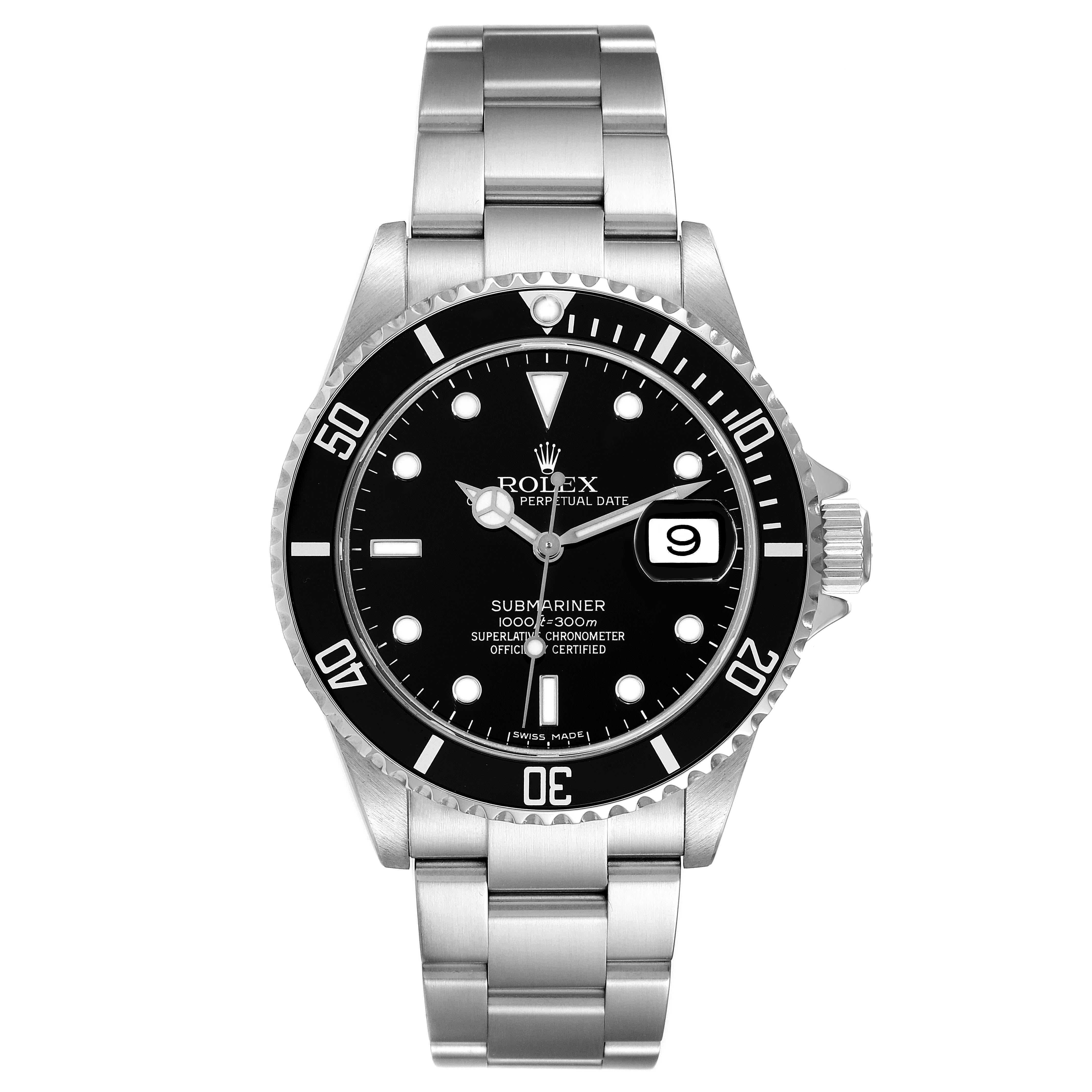 Rolex Montre Submariner Date en acier avec cadran noir pour hommes 16610 3