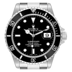 Rolex Montre Submariner Date en acier avec cadran noir pour hommes 16610
