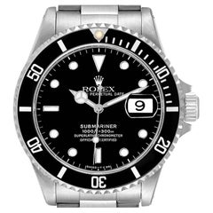 Rolex Submariner Date Black Dial Steel Mens Watch 16610