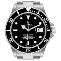 Vintage Rolex Submariner Date Black Dial Steel Mens Watch 16610