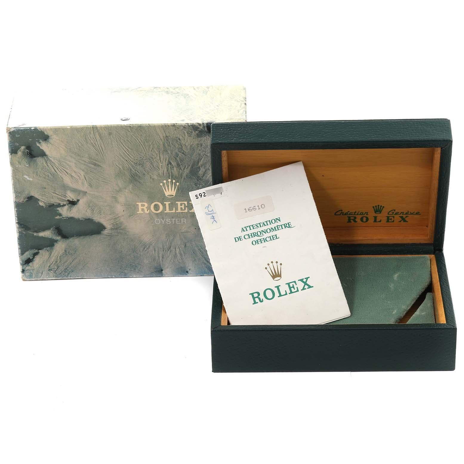 Rolex Submariner Date Black Frosted Dial Steel Mens Watch 16610 Box Papers en vente 6