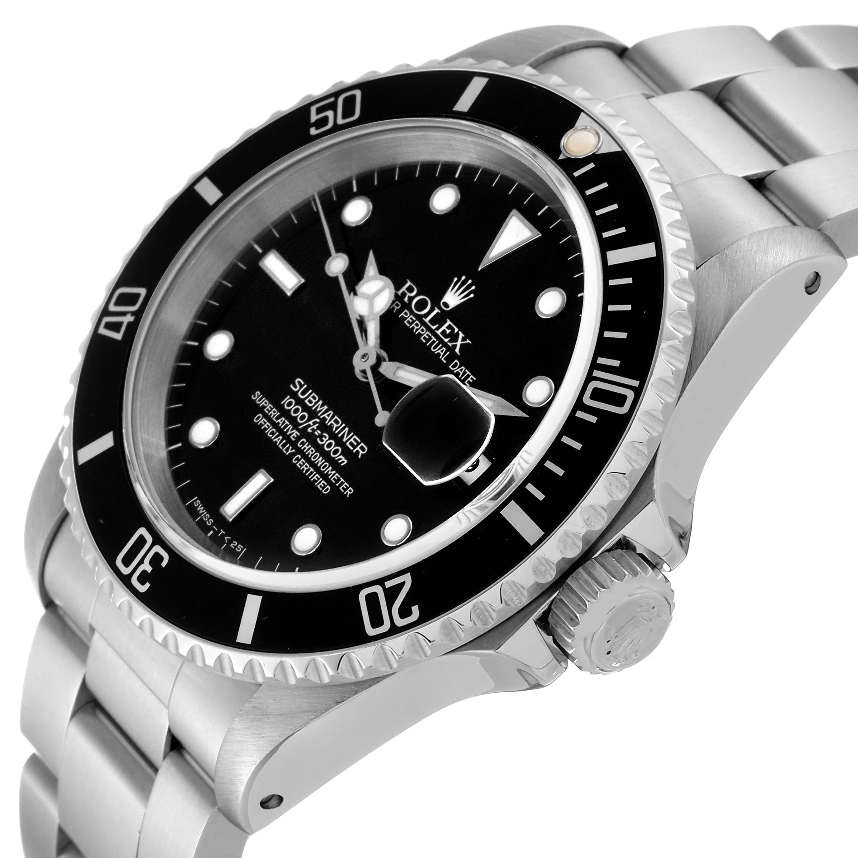 Rolex Submariner Date Black Frosted Dial Steel Mens Watch 16610 Box Papers en vente 3