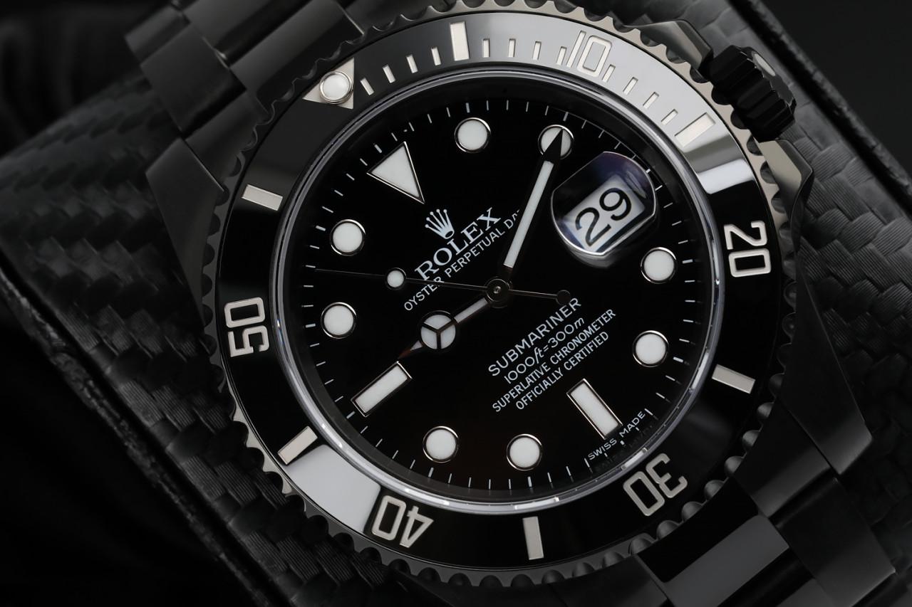 Rolex Submariner Date Black PVD/DLC Coated Stainless Steel Watch 116610LN

Since its inception in 1954, the Rolex Submariner has been widely celebrated for its functional & stylish design. Initially, the model featured a sleek stainless steel finish