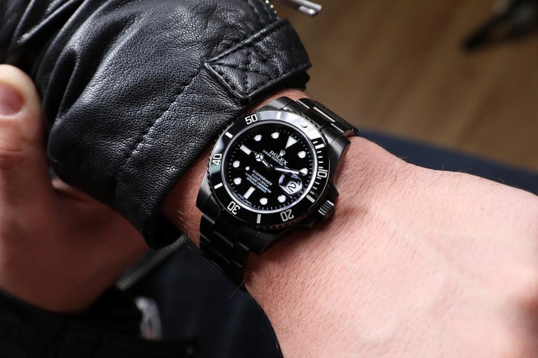 Rolex Black PVD/DLC Coated Stainless Watch 116610LN For Sale at 1stDibs | black submariner rolex, black rolex submariner, rolex black submariner