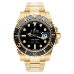 Rolex Submariner Date Ceramic Bezel Yellow Gold Black 116618LN Men's Watch