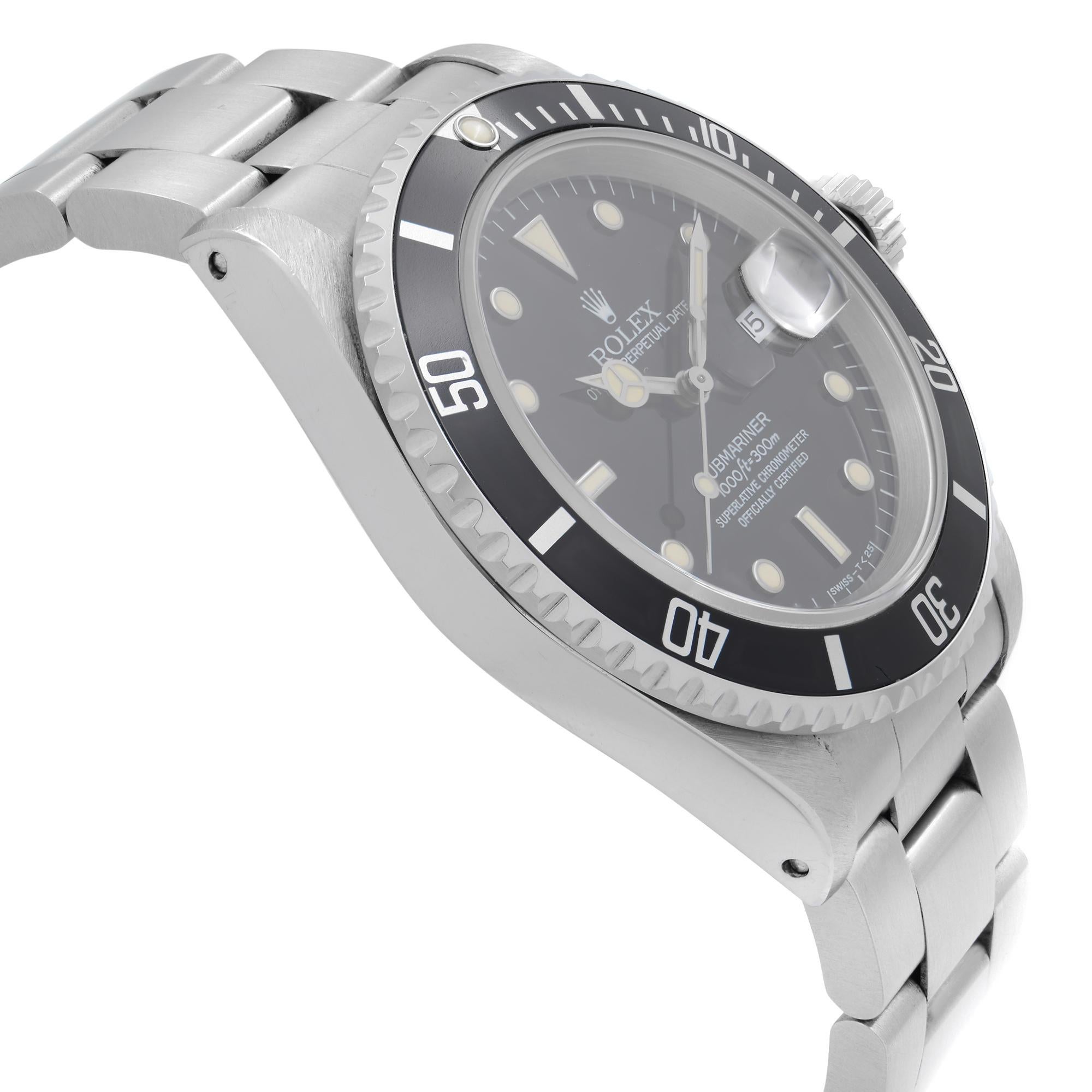 Rolex Submariner Date Holes Steel None Ceramic Black Dial Mens Watch 16610 In Good Condition In New York, NY