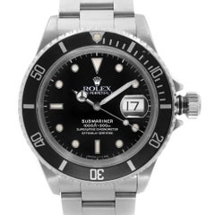 Rolex Submariner Date Holes Steel None Ceramic Black Dial Mens Watch 16610