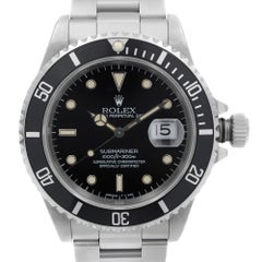 Rolex Submariner Date Holes Steel None Ceramic Black Dial Men's Watch 16610