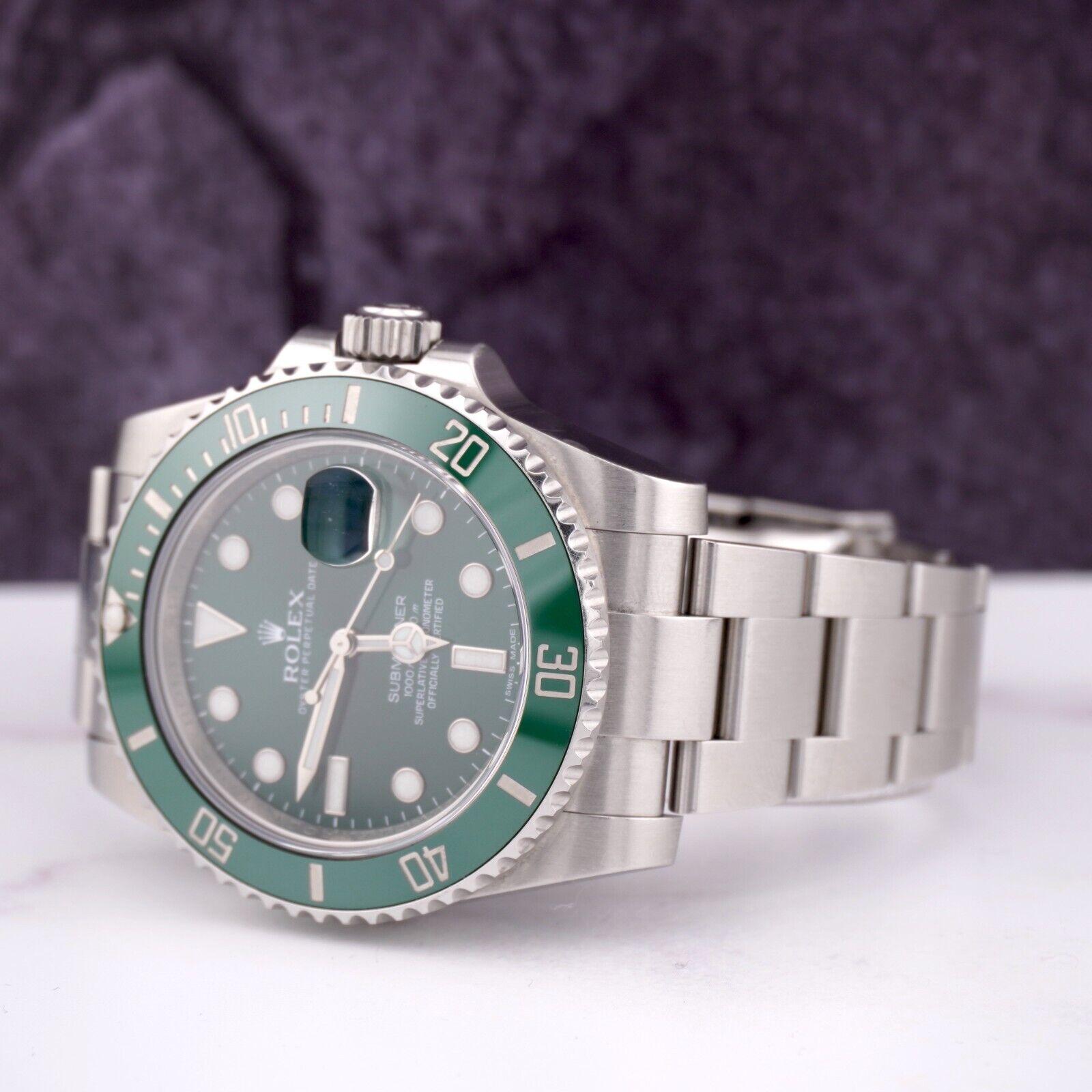  Rolex Submariner Date Hulk 40mm Ceramic Steel Dial Men Watch 116610LV en vente 1