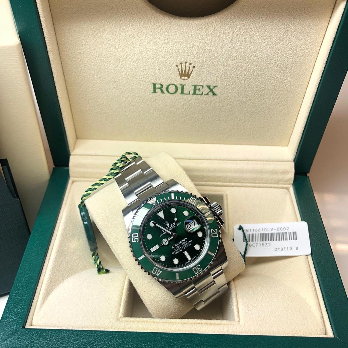 Rolex Submariner Date Hulk Auto Steel Men's Oyster Bracelet Watch 116610LV 4
