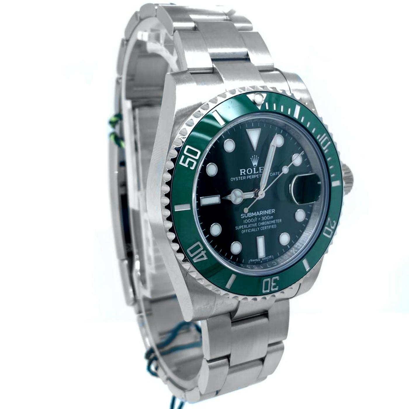 rolex submariner date hulk oystersteel men's watch 116610lv - green