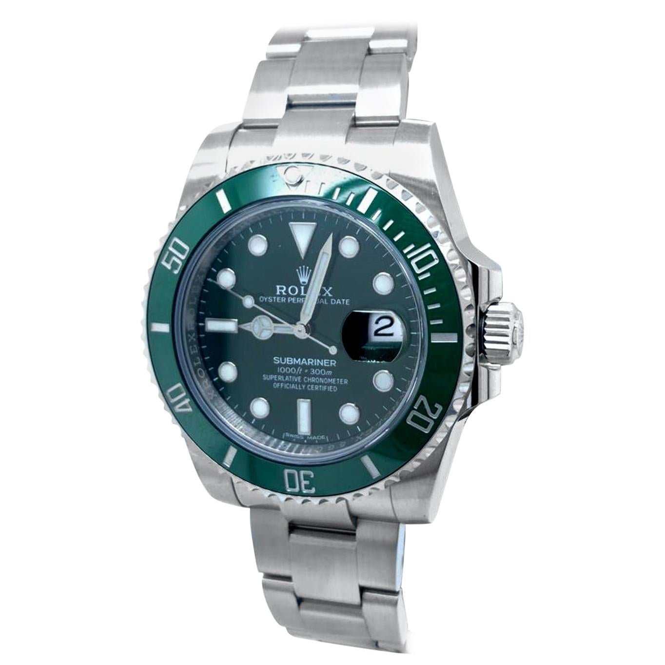 Rolex Submariner Date Hulk Auto Steel Men's Oyster Bracelet Watch 116610LV