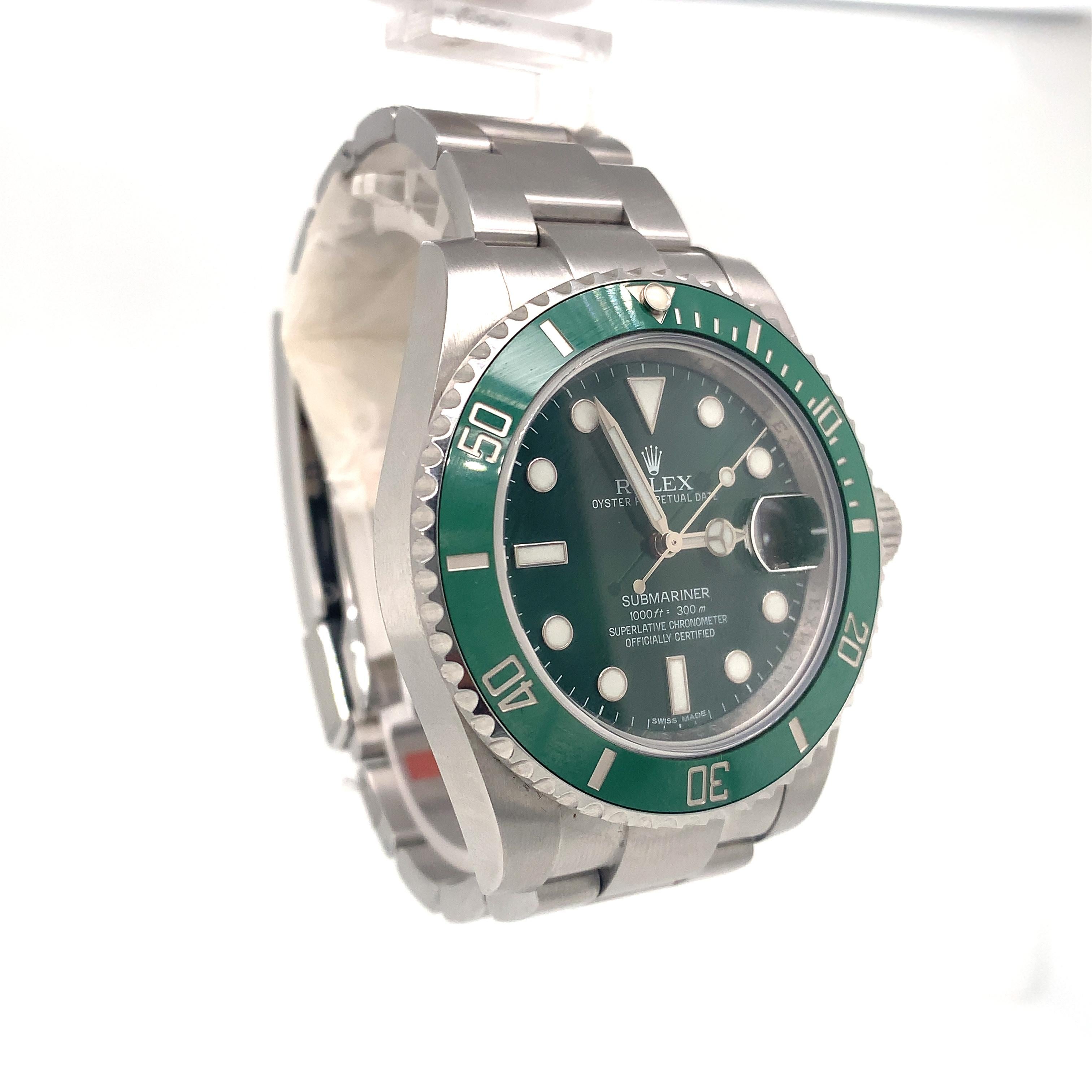 Rolex Submariner Date Hulk Stainless Green Ceramic Men's Watch 116610LV 1