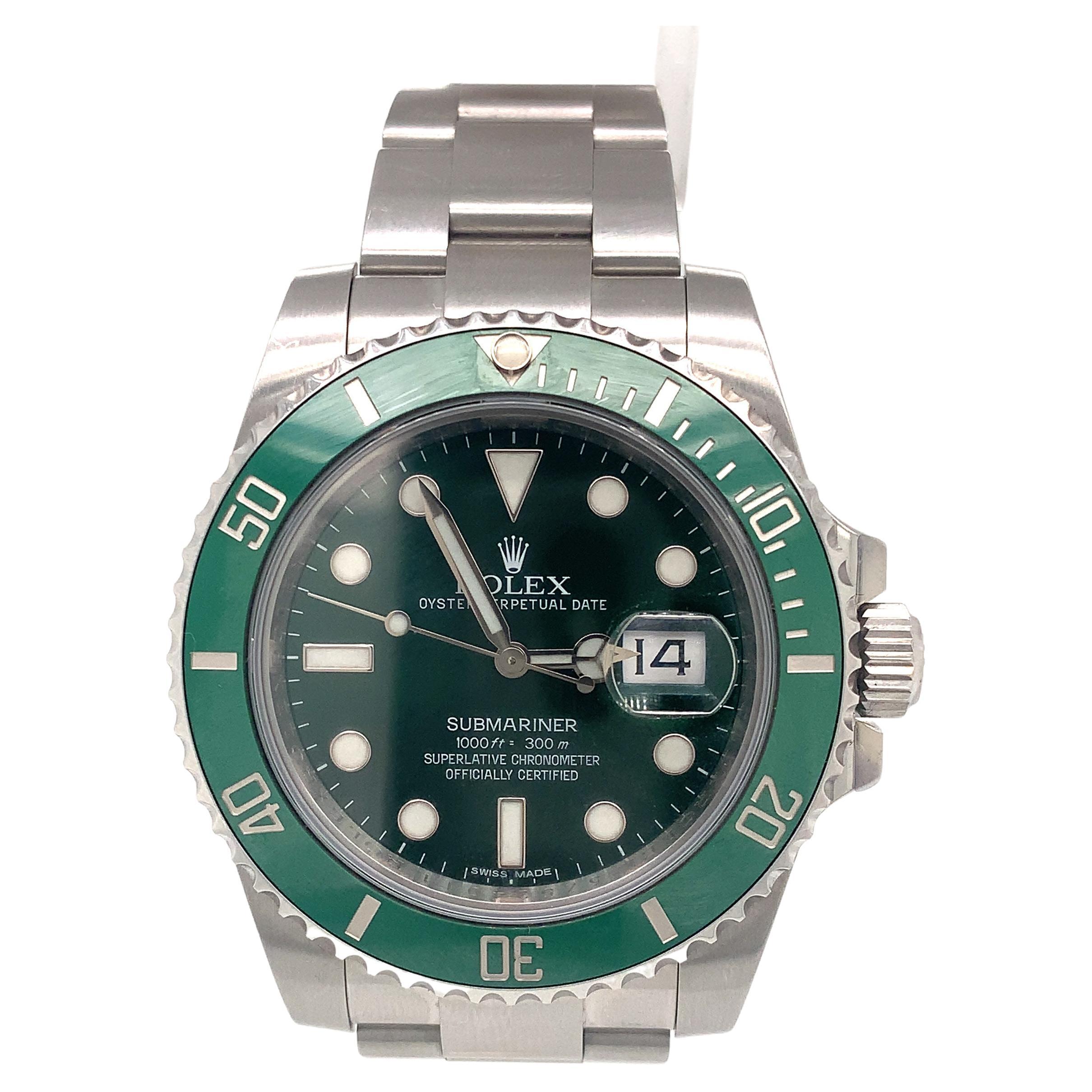 Rolex Submariner Date Hulk Stainless Green Ceramic Men's Watch 116610LV