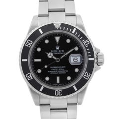 Rolex Submariner Date No Holes None Ceramic Steel Black Dial Mens Watch 16610