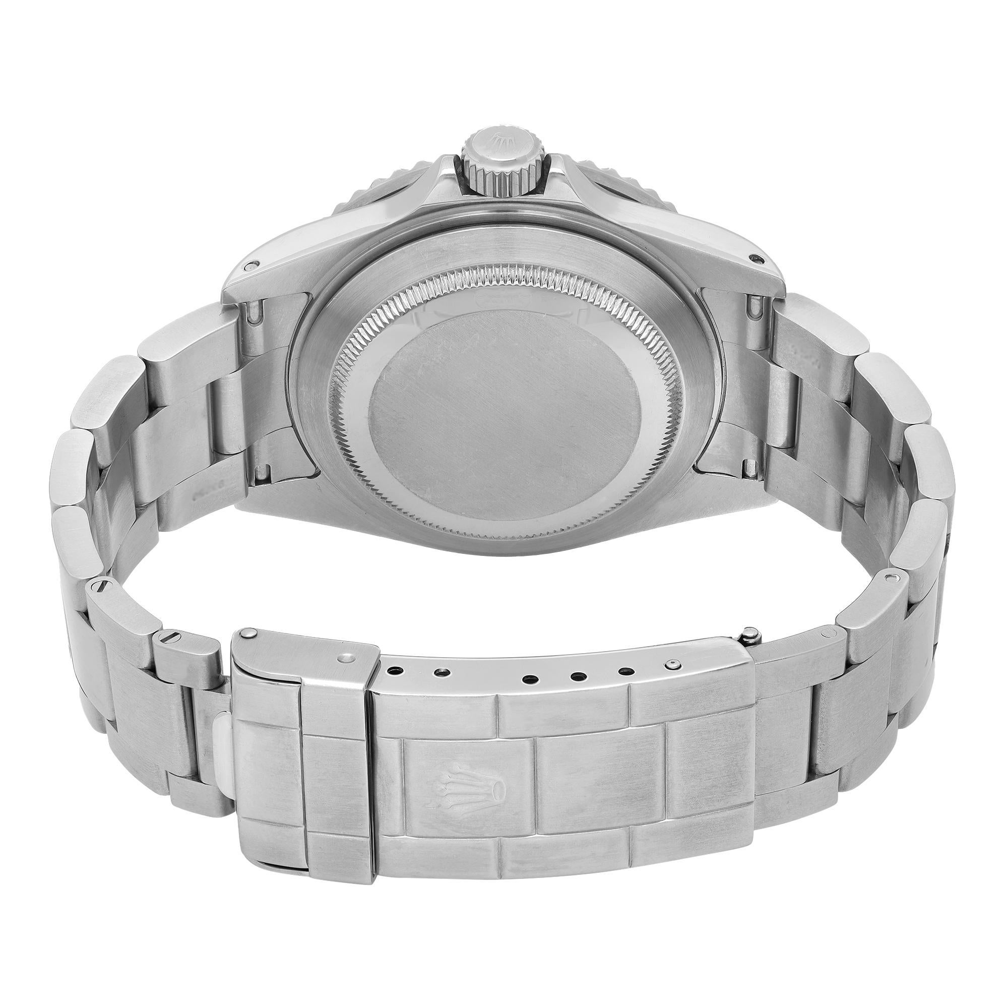 Rolex Submariner Date No Holes None Ceramic Steel Black Dial Mens Watch 16610 en vente 1