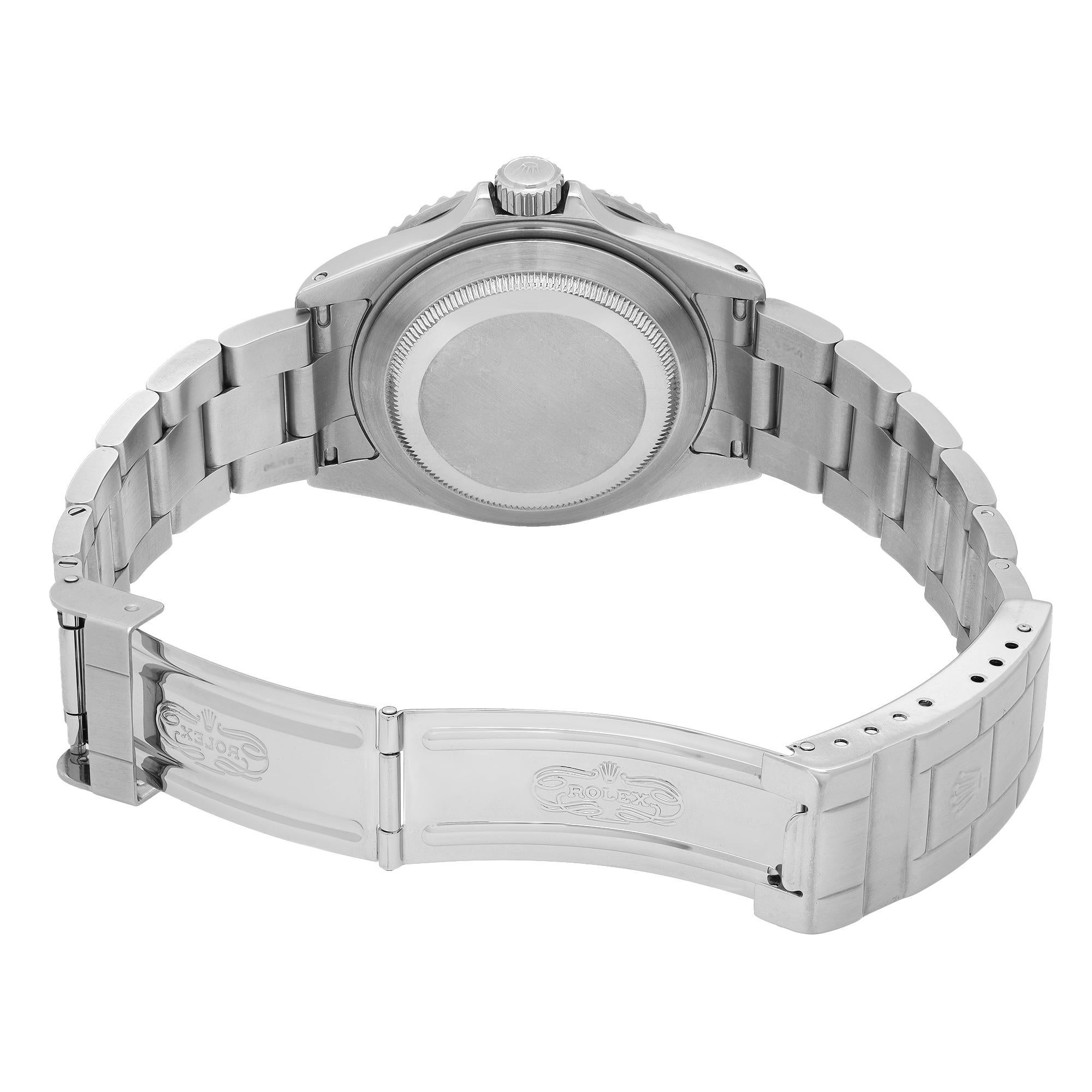 Rolex Submariner Date No Holes None Ceramic Steel Black Dial Mens Watch 16610 en vente 2