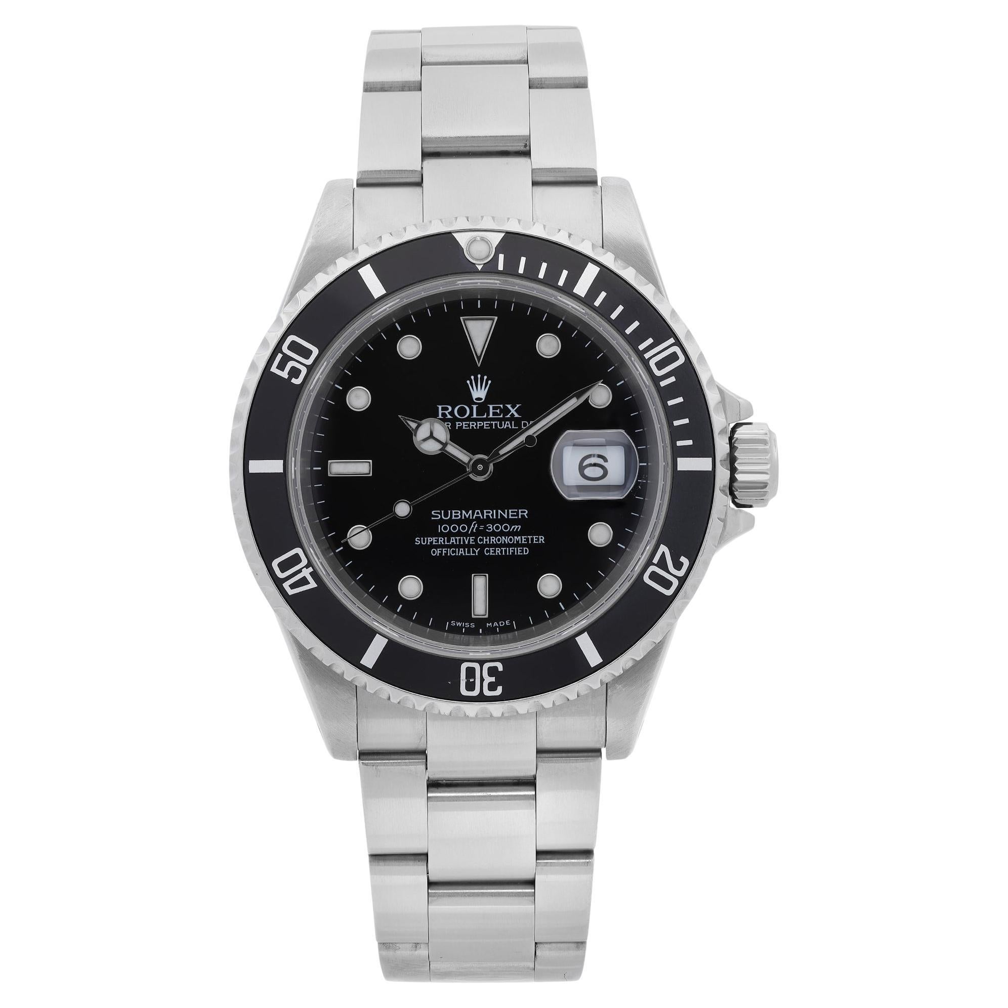 Rolex Submariner Date No Holes None Ceramic Steel Black Dial Mens Watch 16610 For Sale