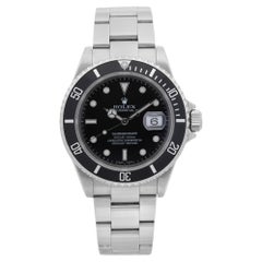 Rolex Submariner Date No Holes None Ceramic Steel Black Dial Mens Watch 16610