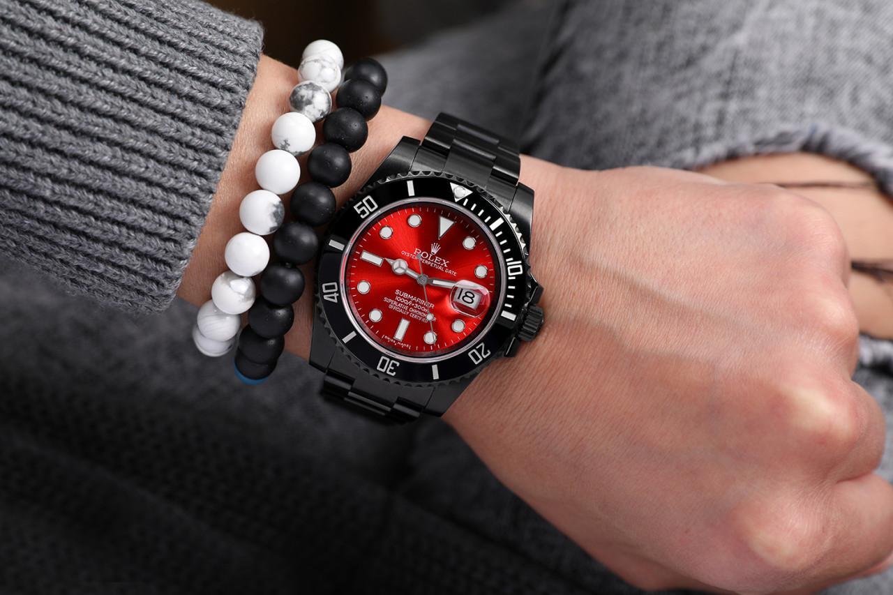 Men's Rolex Submariner Date Red Dial Black PVD/DLC Stainless Steel Watch 116610LN For Sale