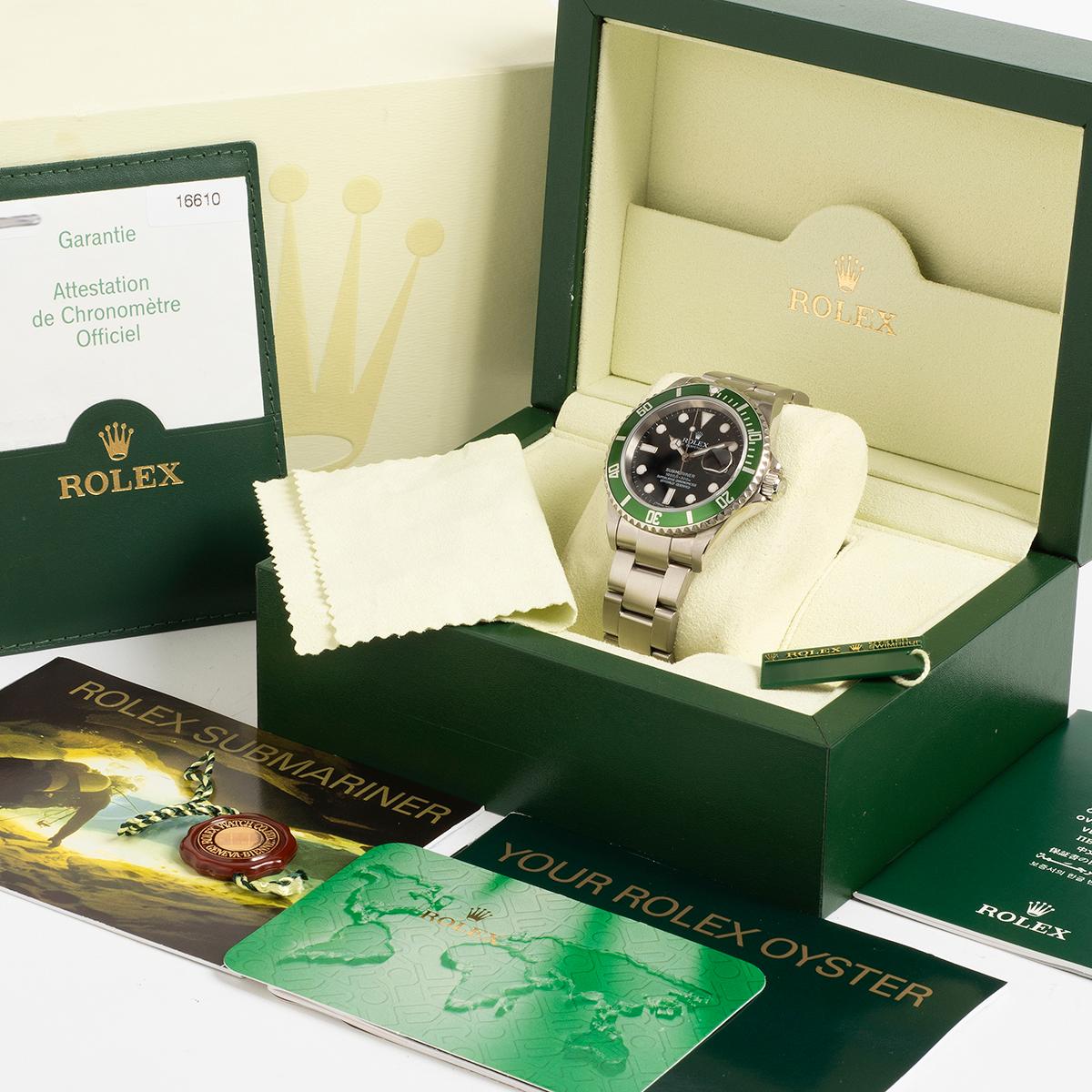 Rolex Submariner Date referencia 16610LV 'Kermit'. Caja de 40 mm, bisel verde, año 2006 en venta 5