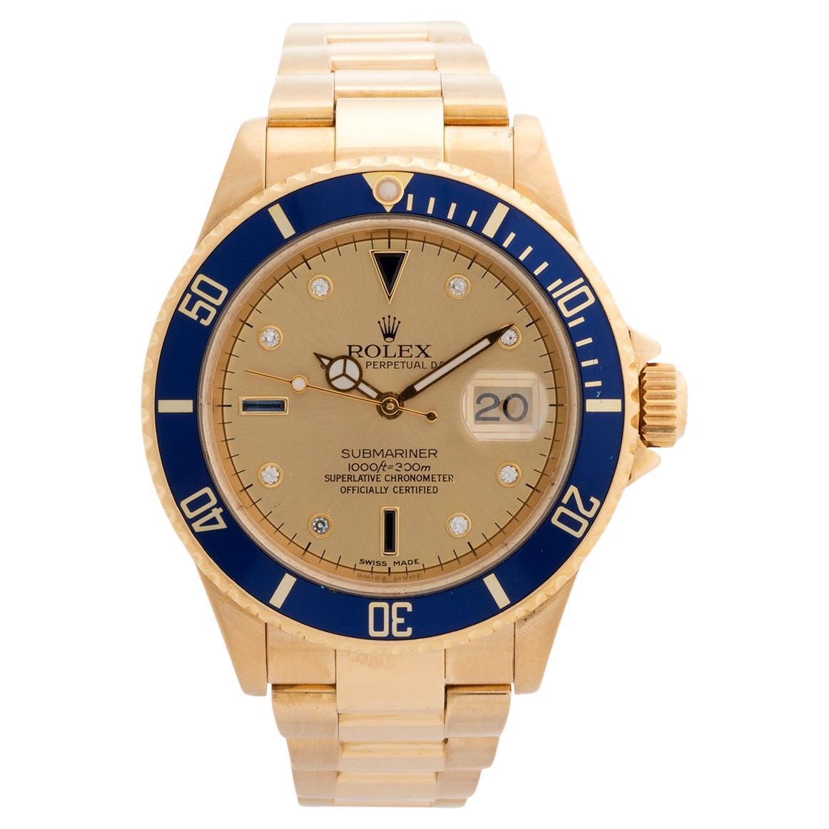 Rolex Submariner Date referenza 16618 / 16618T, quadrante con diamanti e zaffiro...