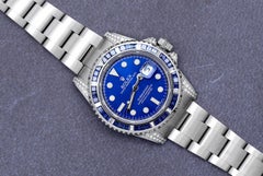 Rolex Submariner Date Sapphire/Diamond Stainless Steel Watch Blue Dial