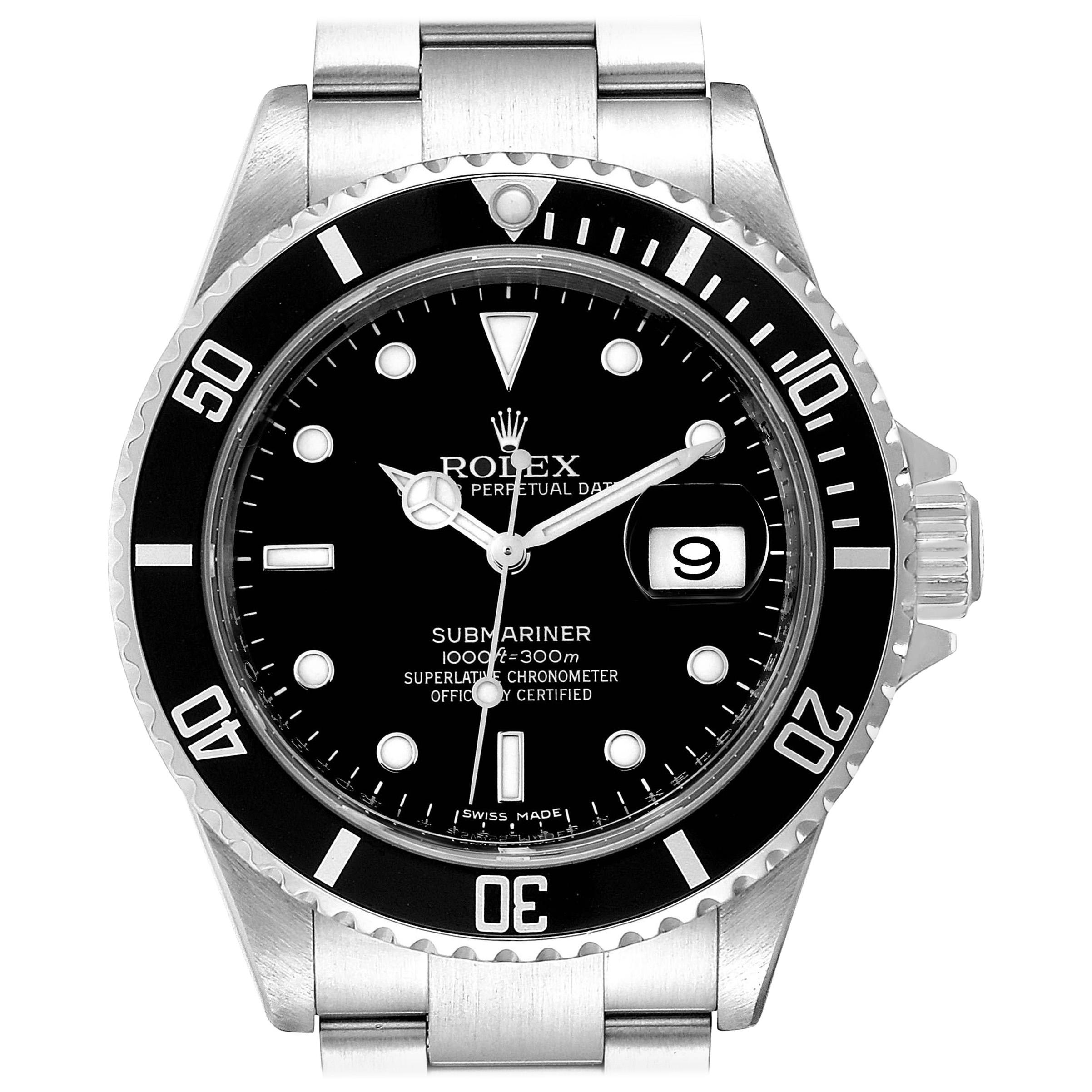 Rolex Submariner Date Stainless Steel Men's Watch 16610 Box Card