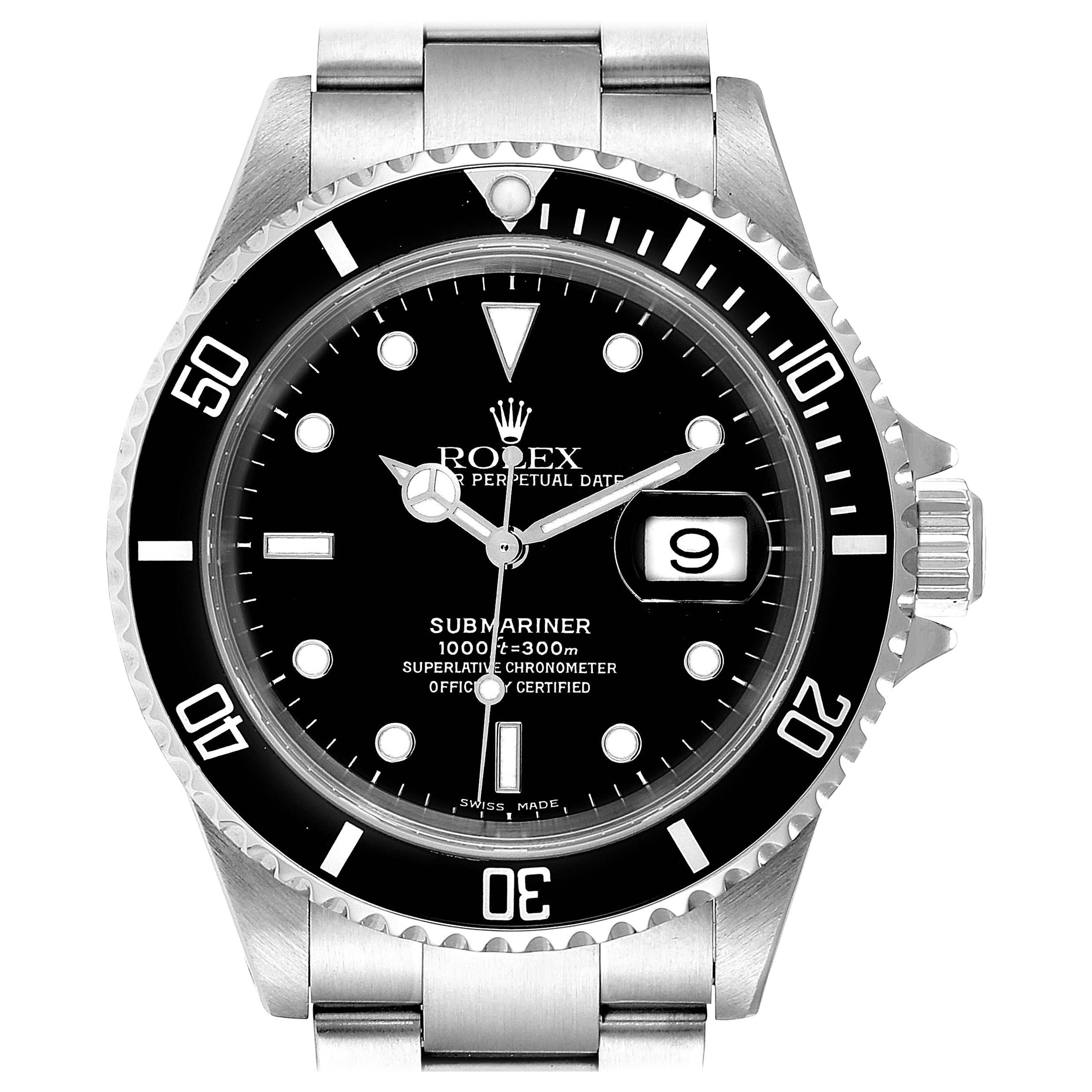 Rolex Submariner Date Stainless Steel Men's Watch 16610 Box Papers