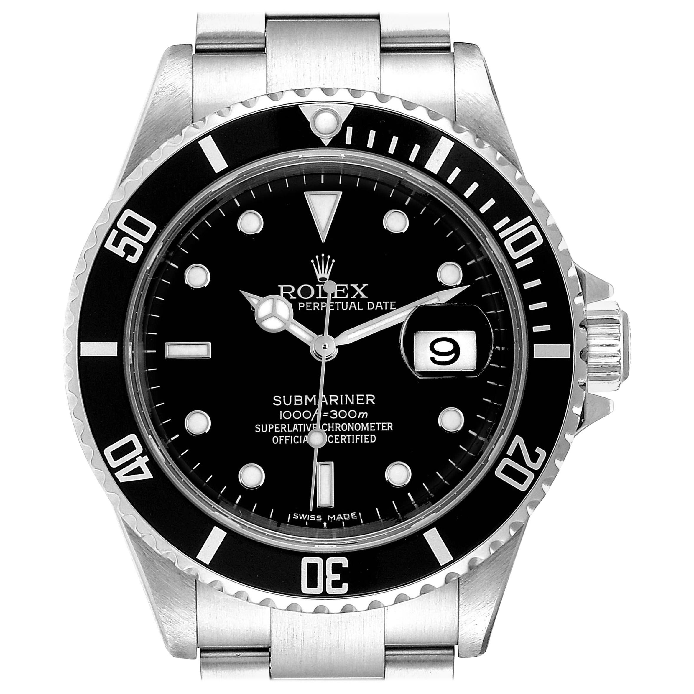 Rolex Submariner Date Stainless Steel Men's Watch 16610 For Sale