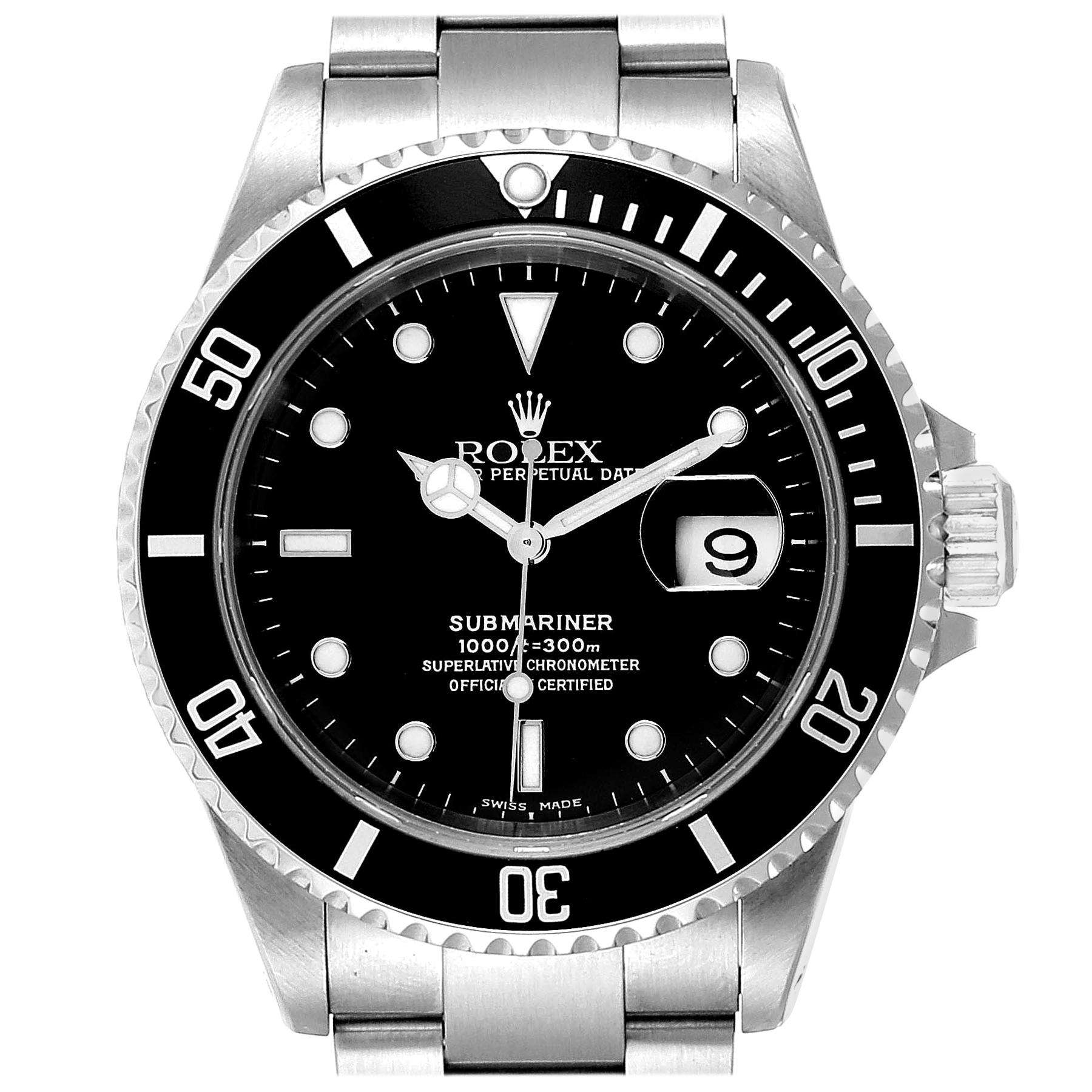 Rolex Submariner Date Stainless Steel Men’s Watch 16610 For Sale
