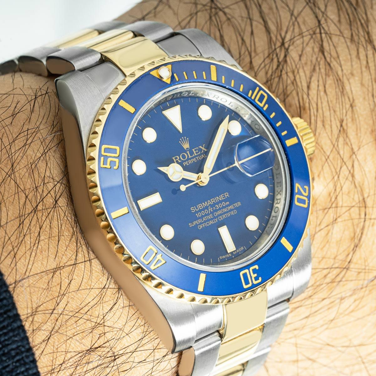 Rolex Submariner Date Edelstahl & Gelbgold 116613LB im Angebot 4