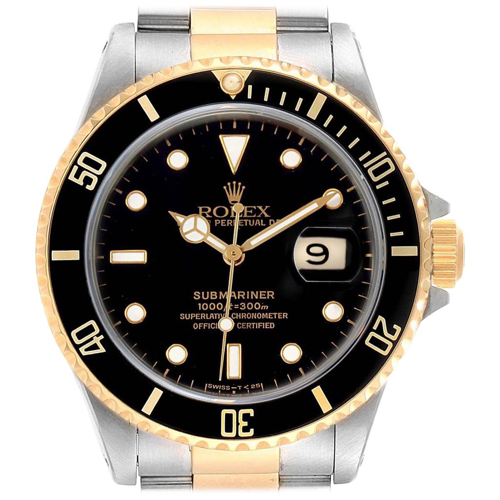 Rolex Submariner Date Steel 18 Karat Yellow Gold Men's Watch 16613