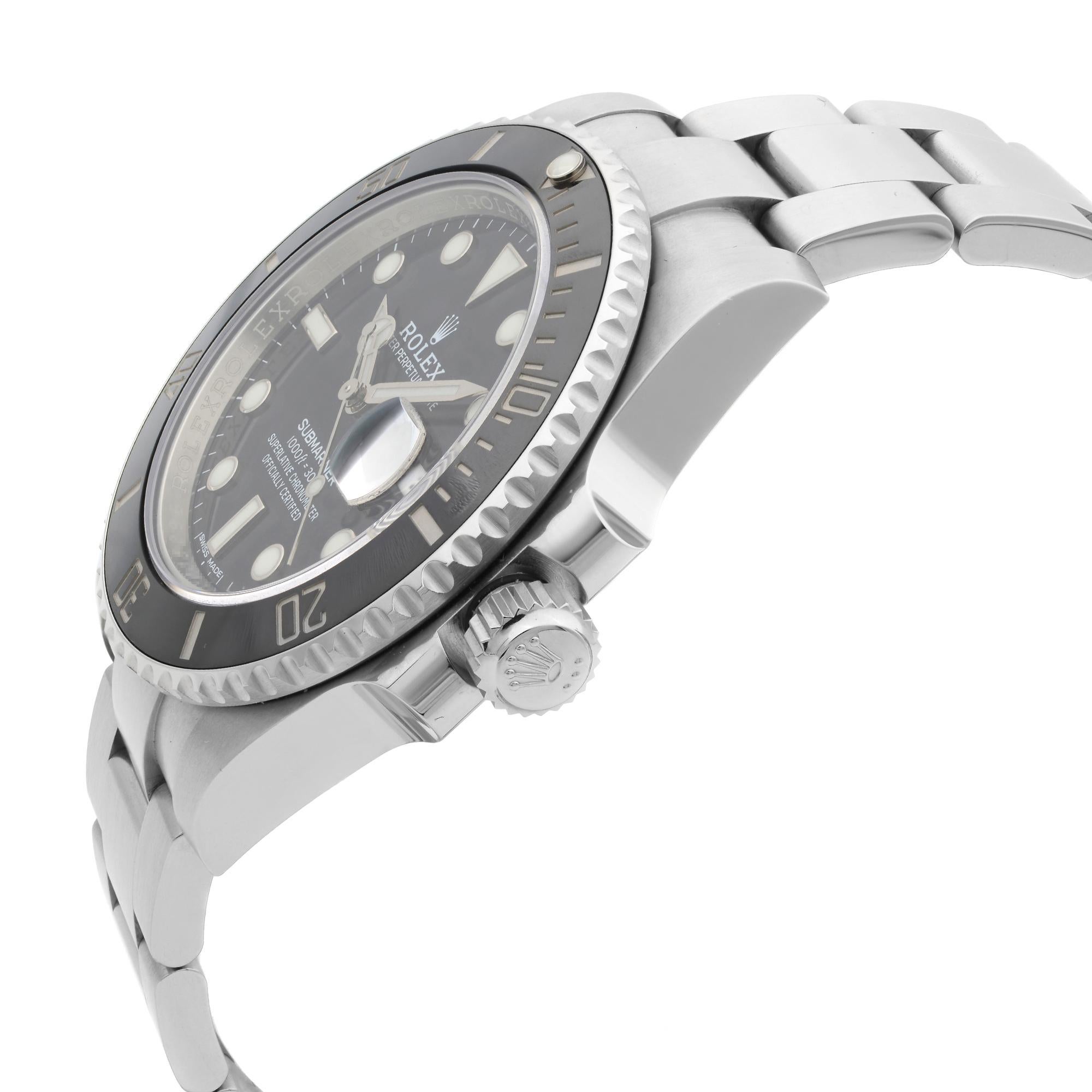 Rolex Submariner Date Steel Ceramic Black Dial Automatic Mens Watch 116610LN In Excellent Condition For Sale In New York, NY