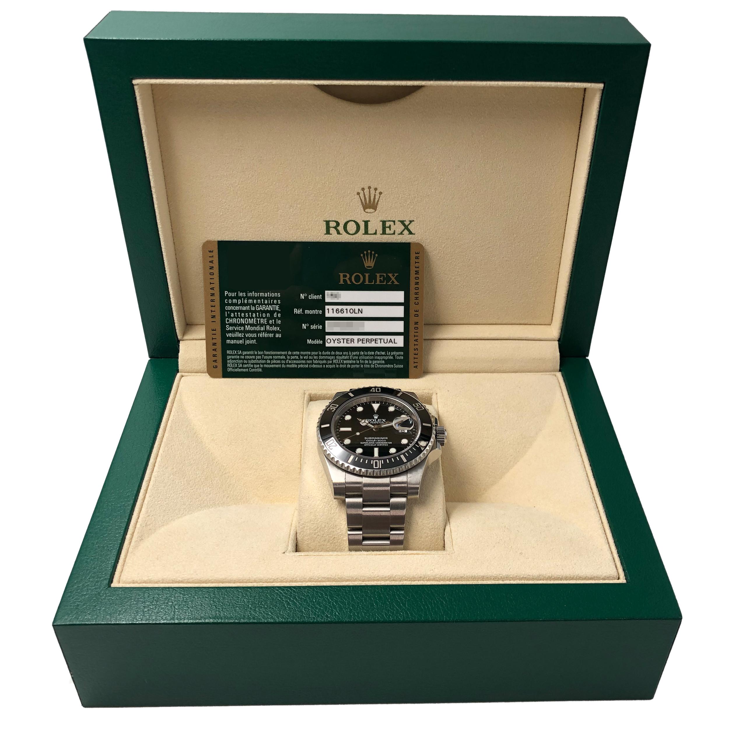 Men's Rolex Submariner Date Steel Ceramic Black Dial Automatic Mens Watch 116610LN For Sale