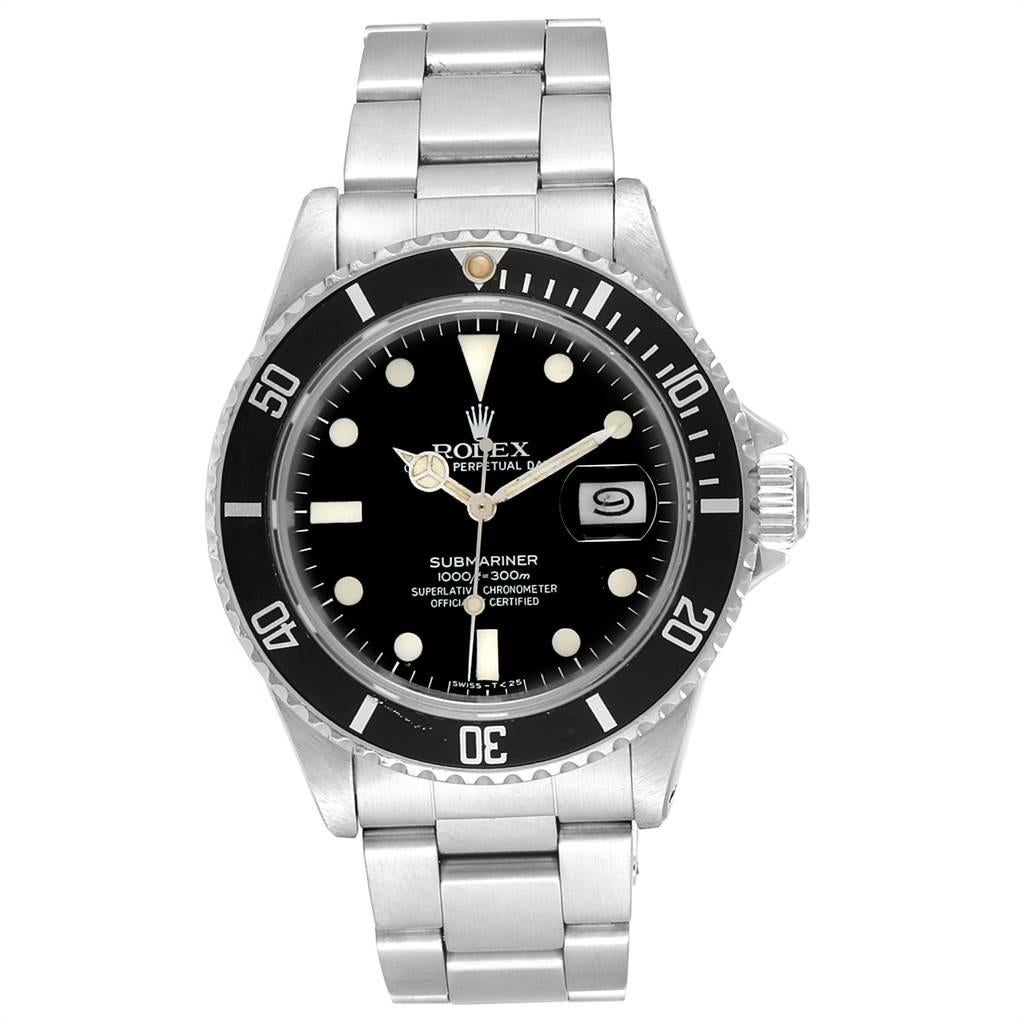 Rolex Submariner Date Steel Men's Vintage Watch 16800 Box In Good Condition In Atlanta, GA